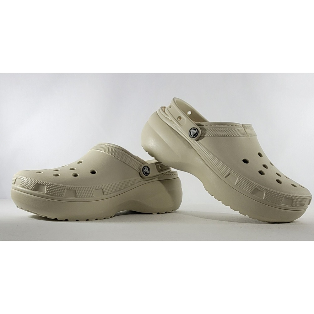 Crocs Classic Lined Platform Women's Clog Bone Color Size‎ 11 New With Tags